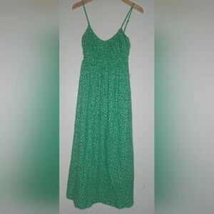 Charles Henry Women's Floral Print Shirred Linen Blend Midi Dress